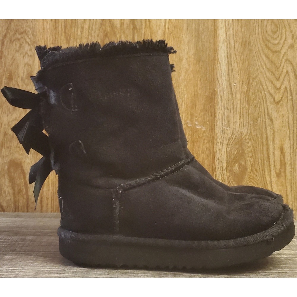Ugg Mini Bailey Bow II Boots Youth Size 11 Black‎